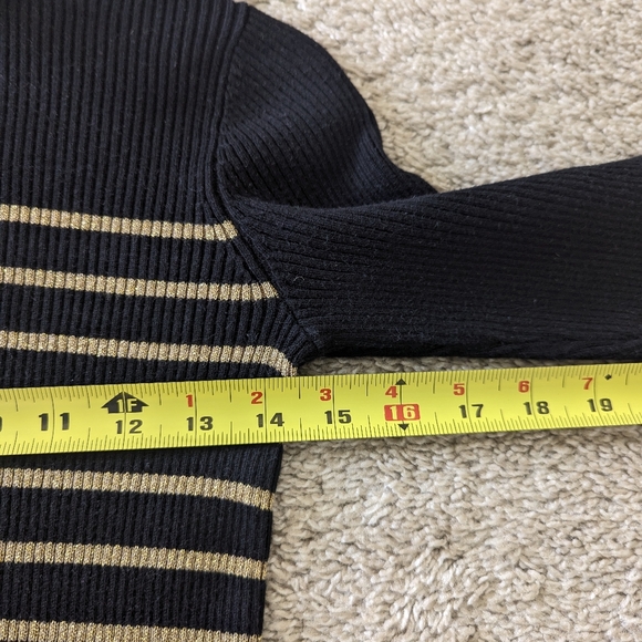 Lauren Ralph Lauren Vintage Turtleneck Striped Ribbed Sweater Speckled Gold - Picture 6 of 9